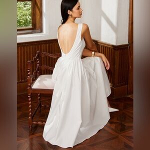 Commense Sleeveless Square Neck Backless Midi Dress